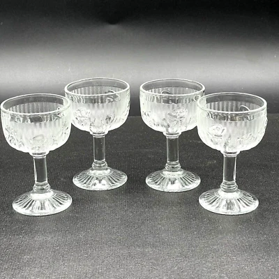 Jeannette IRIS HERRINGBONE Liquor Goblet Clear Set of 4 Cordial 4 1/4" T 4oz EUC - Image 1 of 4