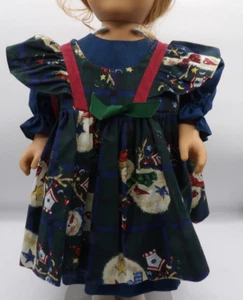 Kleid, marineblaue Baumwolle, Stachel Schneemann Druck auf marineblau, Hosen, für 17 Zoll Puppe - Bild 1 von 3