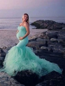Pregnant Dress Photograph Maternity Dresses for Photo Shoot Pregnancy Mermaid - Picture 1 of 16