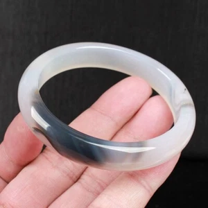 59 MM Certified Natural Agate Chalcedony Pink. ice Jade Bracelet Bangle 0405 - Picture 1 of 8