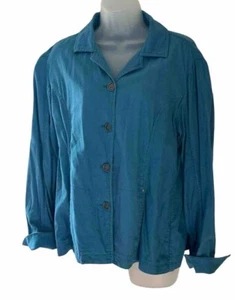 Pendleton Mujer Camisa Chaqueta Grande Azul Lino Abotonada Lagenlook - Imagen 1 de 12
