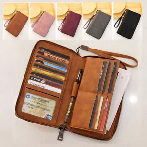 Women RFID Blocking Long Wallet Purse Coin bag Card Wallet PU Leather Zip Around - Picture 1 of 16