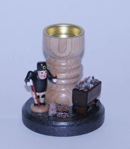 Teelichthalter Bergmann mit Karre bunt Höhe= 11cm NEU Weihnachten Kerzenschmuck - Picture 1 of 3