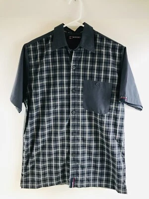 Bugle Boy Shirt Men's Size Small Gray Tan Plaid Button Up Pocket *Runs big* - Image 1 of 4