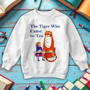 The Tiger Who Came to Tea Mens Kids World Book Day Sweatshirt Jumper Costume#WBD - Picture 1 of 25