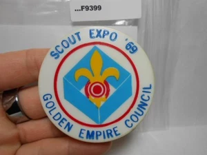 GOLDEN EMPIRE COUNCIL SCOUT EXPO 1969 NECKERCHIEF SLIDE F9399 - Picture 1 of 1