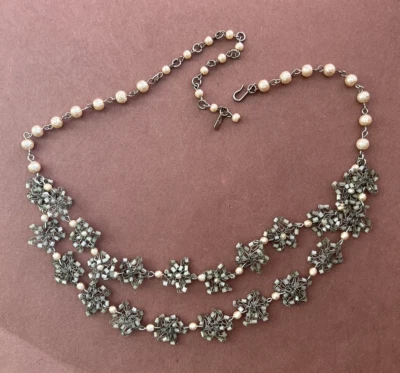 Handmade Lisa Toland Wire And Beaded Floral Themed Woven Tiered Necklace 18" - Image 1 of 4