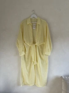 Mango Long Tie Wrap Shirt Dress / Beach Cover Up in Yellow | Size S - Picture 1 of 8