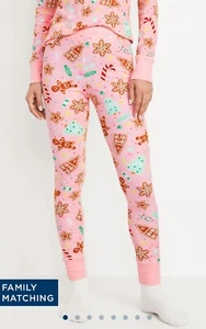 OLD NAVY Holiday Candied Ginger Pink Pajama Thermal Pants Small  - Picture 1 of 2