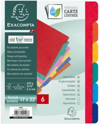Exacompta Karton-Register Trennblätter DIN A5 6-teilig