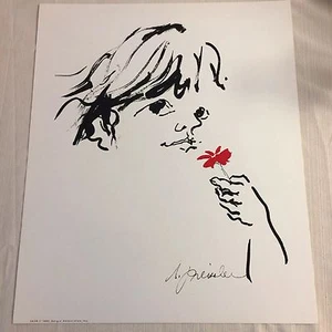 Audrey Preissler "Mädchen" & rote Blume - Dargis Assoc. Kunstdruck/Poster 1980 NOS - Bild 1 von 5