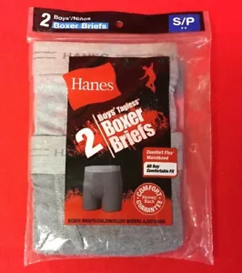 Hanes Boxershorts Jungen S (6-8) 75% Baumwolle, 25% Polyester grau 2er Pack - Bild 1 von 2