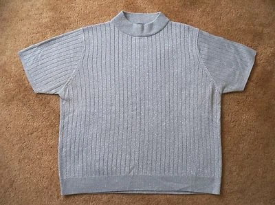 Suéter para mujer Sag Harbor manga corta brillo acrílico gris talla L grande Foto 1 de 4