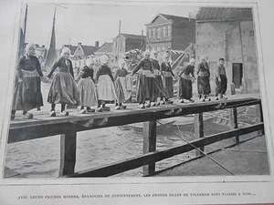Hollande Les petites filles de Volendam Image Print 1905 - Picture 1 of 1