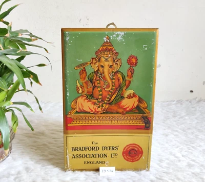 1940s Vintage Lord Ganesha Graphics Bradford Dyers Advertising Tin Sign TS574 - Image 1 of 4