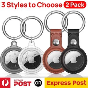 2X For Apple AirTag Case Holder Leather Silicone Shockproof Case Cover - Picture 1 of 16