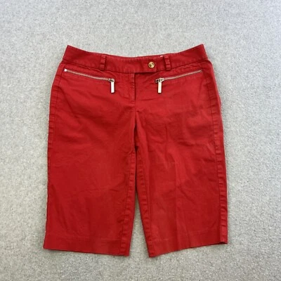 Pantalones Cortos Michael Kors Para Mujer 0 Rojo Corte Bermudas Bolsillos con Cremallera Elastizados Denim Foto 1 de 4