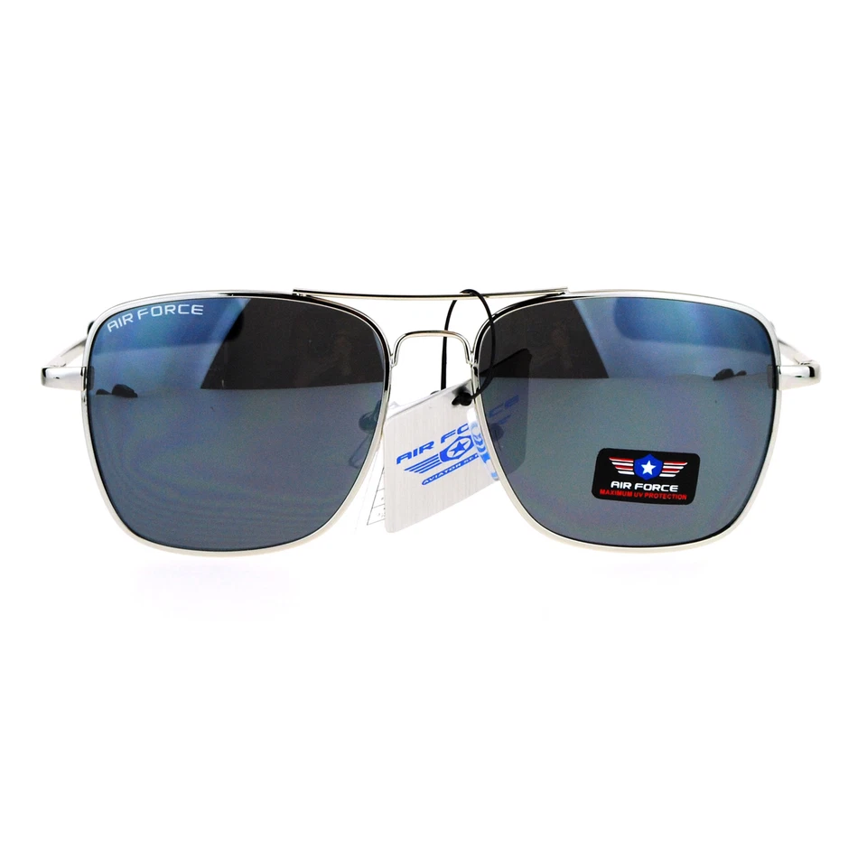 Air Force Mens Rectangular Mirror Lens Warp Arm Sunglasses - Image 1 of 1