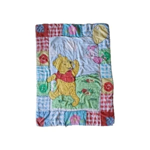 Vintage Disney Winnie the Pooh Piglet Balloon Ladybug Baby Quilt Blanket READ - Picture 1 of 15
