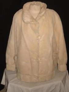 NEW VINTAGE 1960'S VEPEL PARIS MADE IN FRANCE IVORY FAUX FUR JACKET SZ. L/XL - Picture 1 of 10