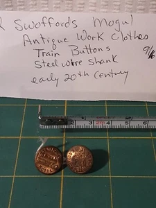 2 SWOFFORD'S MOGUL Train Buttons Antique Wobble Steel Wire Shank Overall Button - Picture 1 of 4