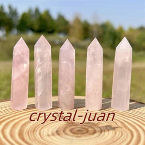 5pcs Natural Rose Quartz Obelisk Crystal Crystal Tower Wand Point heal - Picture 1 of 18