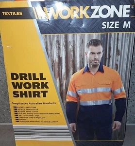 Long Sleeves Hi Vis Workzone Drill Work Shirt.M.NEW - Picture 1 of 1