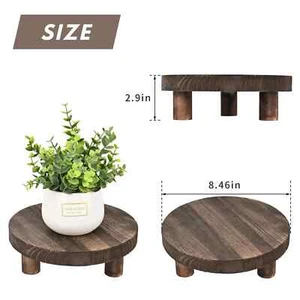 2pcs Wooden Stool Display Stand 8.46IN Round Plant Wood-Flower Pot Supports - Picture 1 of 6