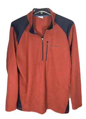 Pulôver masculino Columbia XL jaqueta de lã vermelha com zíper 1/4 - Imagem 1 de 4