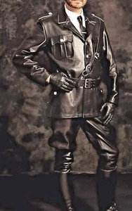 Giacca uomo vera pelle camicia / tunica / giacca BLUF / cappotto militare / retrò - Foto 1 di 9