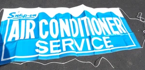 Vintage NOS Snap on Tools LARGE " AIR CONDITIONIG SERVCE SHOP BANNER" 82" X 34" - Picture 1 of 6