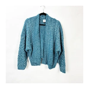 CAbi Astral Cropped Cardigan Medium Women Blue Cable Open‑Front - Bild 1 von 8