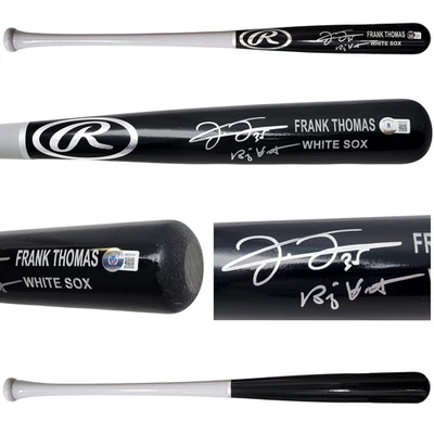 Frank Thomas Auto Negro Gris Rawlings Juego Modelo Murciélago Medias Blancas Big Hurt Beckett Foto 1 de 4