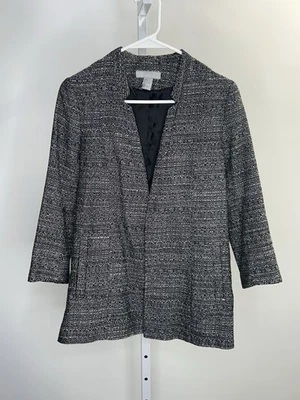 H&M Women’s Collarless Open Black/white Blazer, Size 4.  3X - Image 1 of 4