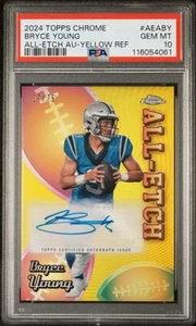 2024 Topps Chrome Football Bryce Young All-Etch Yellow Auto /75 PSA 10 Gem Mint - Picture 1 of 3