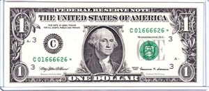 1999 $1 Federal Reserve Note Philadelphia **STAR** 1st Printing #C01666626* - Picture 1 of 2