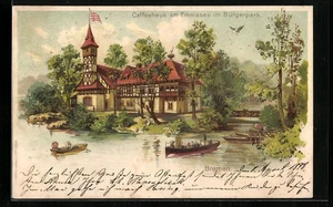 Lithographie Bremen, Caffeehaus am Emmateich im Bürgerpark 1898 - Picture 1 of 2
