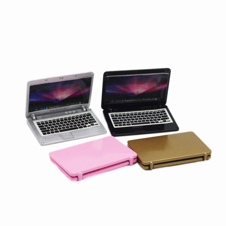 4Pc 1:12 Dollhouse Miniature Laptop Computer Notebook Study Room Accessories Toy - Image 1 of 4