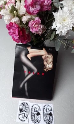 Medias acanaladas Falke 40867 en NEGRO 60 denier talla: clásicas modernas medianas nuevas en paquete Foto 1 de 4