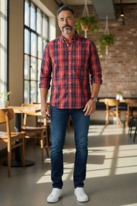 US Polo Assn Ralph Lauren Button Up Shirt Men's L Red Plaid Long Sleeve RN#98826 - Picture 1 of 6