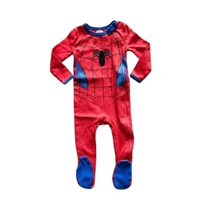 Marvel Spider-Man Super Heroes Red Zipper Footie 18 months Sleepwear Pajamas - Picture 1 of 9