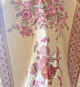 Hill Brown Exclusive Hand Print Design Asian Theme Cotton 5 yards X 56" W - Picture 1 of 7