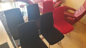 6 moderne Stühle schwarz / rot - Bild 1 von 4