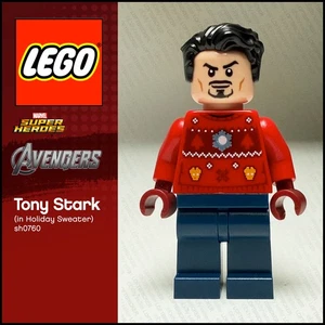 GENUINE LEGO Marvel Minifigure Iron Man / Tony Stark in Holiday Sweater sh0760 - Picture 1 of 6