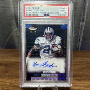 2024 Topps Finest Barry Sanders Black Geometric Auto /25 PSA 10 Card Gem - Picture 1 of 3