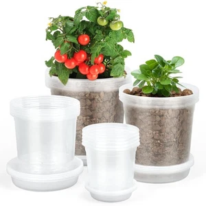 3/4/5/6 Inch Clear Nursery Pots with Drainage Holes and Saucers, 20 Pack Clea... - Picture 1 of 7