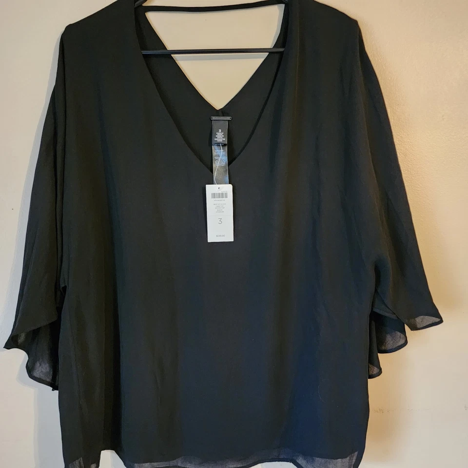Chico's Black Label Best of Black Cape Woven Top Size 00 (0/2)