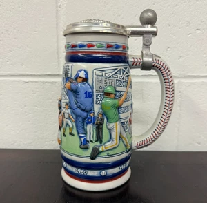 Tazza vintage Avon 1984 Great American Early Baseball birra Stein con coperchio - Foto 1 di 13