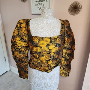 NWT kourt brand Yellow black unique blouse xl -  XXL anthropologie  - Picture 1 of 6