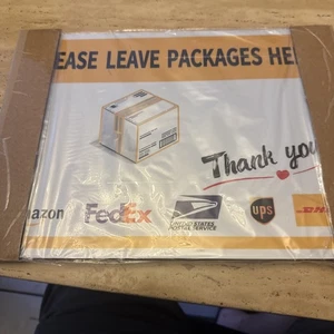 Please Leave Packages Here Amazon Fedex Ups Usps 12"x10” Aluminum Weatherproof - Picture 1 of 4